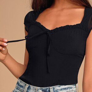 Lulus Dream Date Black Bustier Backless Top - Size M